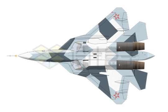 第五代战机苏57/T50隐身战斗机底视图1226730png免抠图片素材