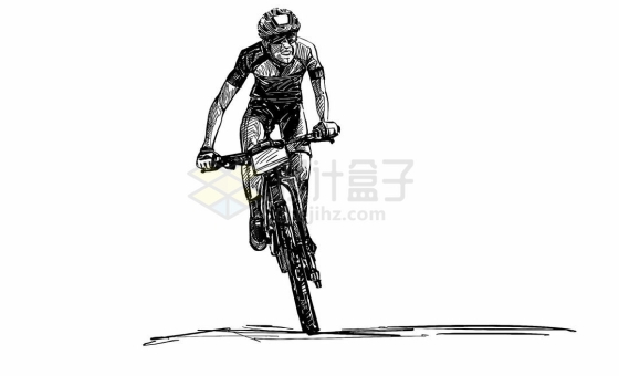 骑手正在骑自行车正面手绘线条素描速写插画6211789矢量图片免抠素材