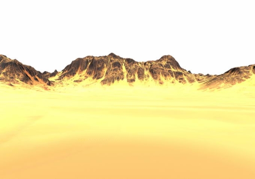 黄沙漫漫的沙漠和远处的高山3077963png免抠图片素材