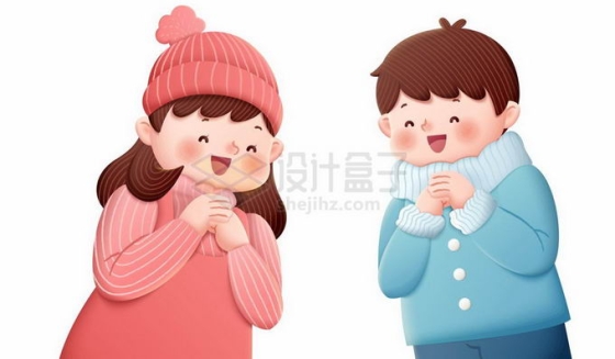 春节新年相互拜年的卡通人物插画3244393矢量图片免抠素材