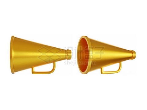 2款黄金大喇叭扬声器3D金属模型6294572PSD免抠图片素材