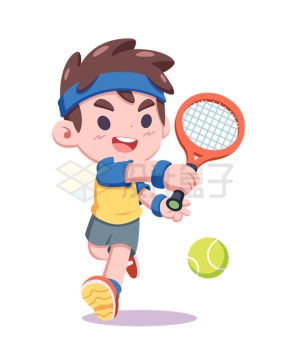 可爱卡通男孩打网球4560679矢量图片免抠素材