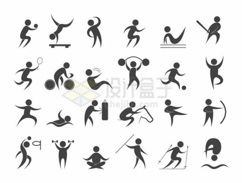 24款卡通小人儿体育运动健身运动员图标6409880矢量图片免抠素材免费下载