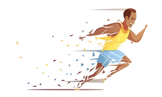 碎片碎纸风格卡通奔跑的运动员图片免抠素材
