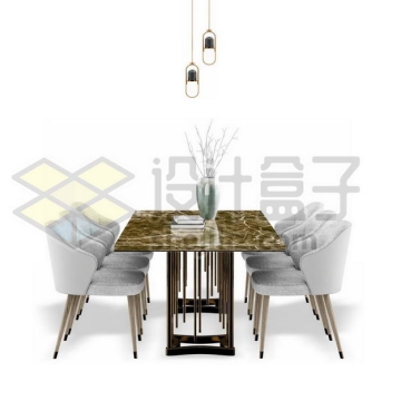 大理石餐桌和摆放整齐的靠背椅子餐椅餐厅家具4651373PSD图片免抠素材