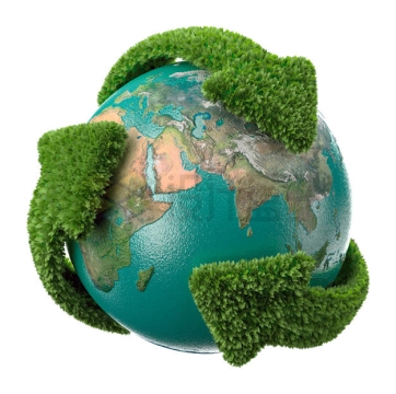 被绿叶循环箭头包裹的地球3D模型4447195PSD免抠图片素材