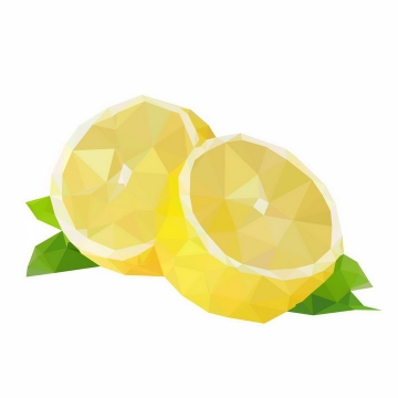 多边形组成的切开的柠檬水果横切面png图片免抠ai矢量素材