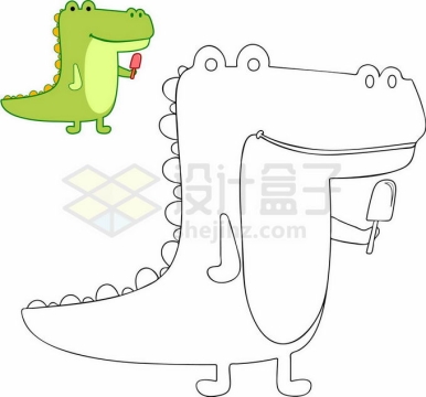 卡通鳄鱼填颜色游戏儿童画板涂色游戏5449032矢量图片免抠素材