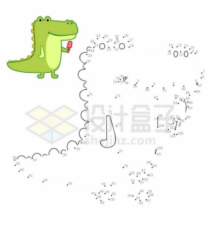 卡通鳄鱼儿童入门绘画连线顺序幼儿游戏4932173矢量图片免抠素材