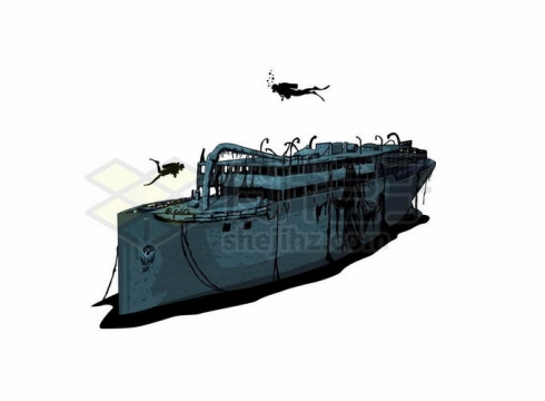 海底的沉船和潜水员6297381矢量图片免抠素材免费下载