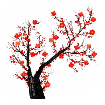 水墨画风格桃花枝上的红色桃花8677706免抠图片素材