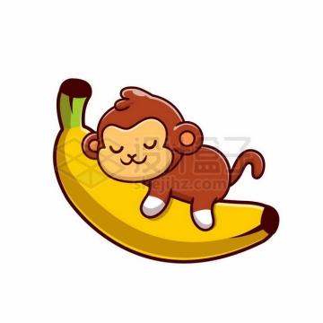 超可爱卡通小猴子抱着大香蕉1254556矢量图片免抠素材
