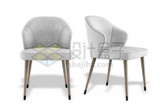 两个不同角度的灰色靠背椅子餐椅书房家具1586765PSD图片免抠素材