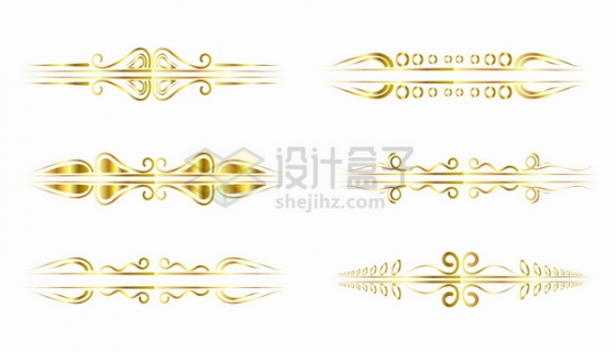 6款金色复古花纹线条装饰png图片素材12575454