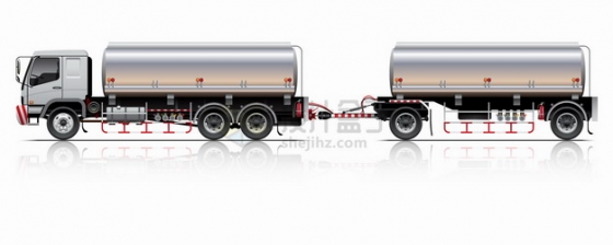 串联的两节银色油罐车食用油鲜奶运输车特种卡车png图片素材