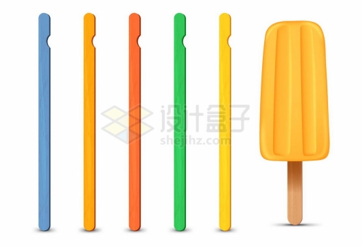 彩色的木棒和黄色的冰棍棒冰冰淇淋夏日冷饮2080951矢量图片免抠素材