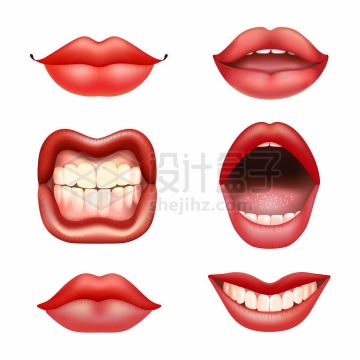 6种唇红齿白口型嘴唇嘴型7839609矢量图片免抠素材