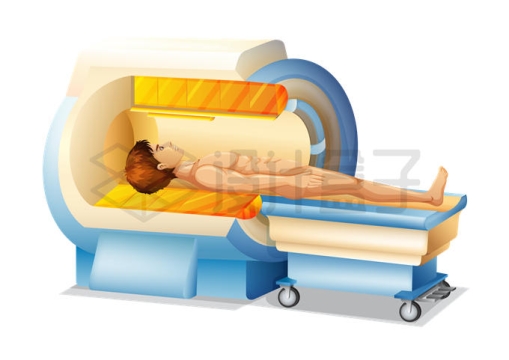 卡通病人和CT机核磁共振仪内部结构图4828644矢量图片免抠素材