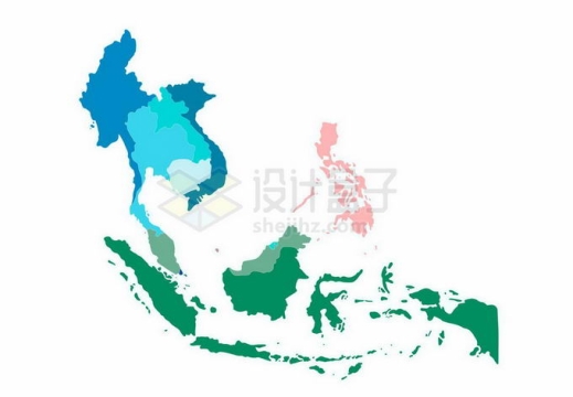 彩色色块东南亚地图8501339矢量图片免抠素材