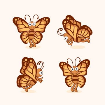 4款可爱的卡通蝴蝶图片免抠矢量素材