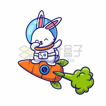 卡通兔子宇航员站在胡萝卜火箭4583536png图片免抠素材