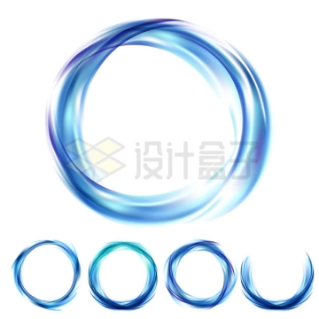 5款抽象蓝色圆环圆圈装饰8799539矢量图片免抠素材
