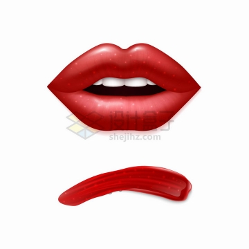 烈焰红唇性感的嘴唇和大红色的口红png图片免抠矢量素材