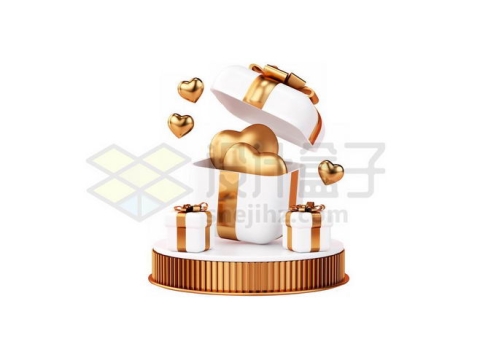 金色展台上的情人节礼物盒3D模型4714668PSD免抠图片素材