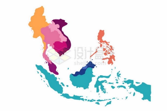 彩色色块东南亚地图6585155矢量图片免抠素材