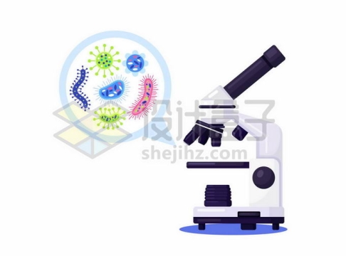 显微镜下的观察到的各种细菌病毒细胞5842193矢量图片免抠素材