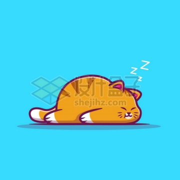 超可爱的卡通橘猫趴在地上睡觉7704608png图片免抠素材