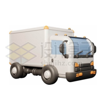 一辆白色厢式货车卡通小卡车3D模型4124375PSD免抠图片素材