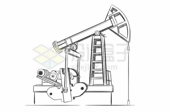 石油开采工业的磕头机手绘插画3835214矢量图片免抠素材免费下载