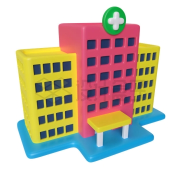 卡通医院大楼楼房建筑物3D模型6785818PSD免抠图片素材
