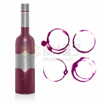 一瓶葡萄酒和粉红色的污渍圆圈6951185矢量图片免抠素材免费下载