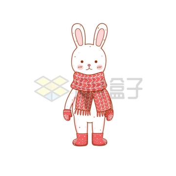 手绘风格卡通小兔子带红围巾插画9195685矢量图片免抠素材
