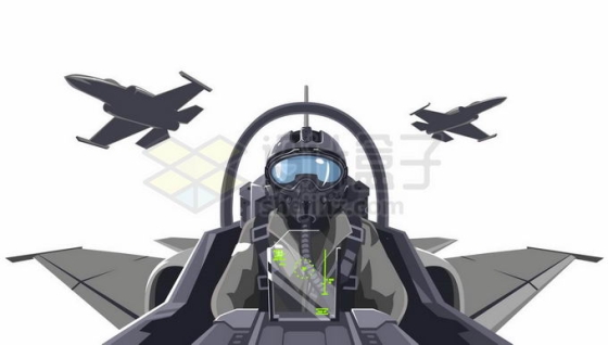 战斗机飞行员视角伴飞的僚机漫画插画4876118矢量图片免抠素材免费下载