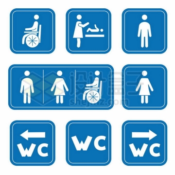 蓝色残疾人专用男女厕所母婴室标志2376687矢量图片免抠素材
