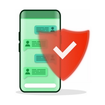 手机和红色防护盾象征了手机安全隐私保护等9549546图片免抠素材