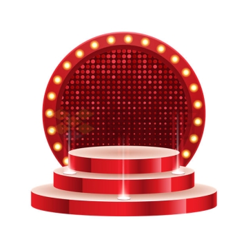 带红色背景板的圆形红色产品展台舞台6191554PSD免抠图片素材