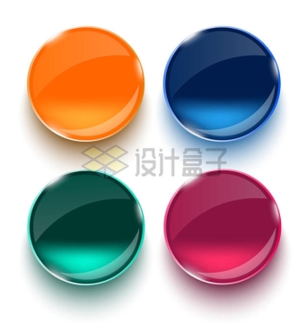 4款橙色蓝色绿色红色圆形玻璃按钮8918723矢量图片免抠素材