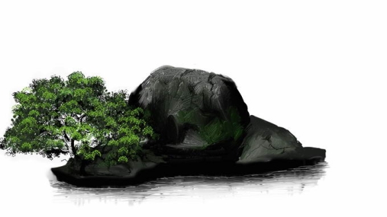 一座石头岛屿上长着一棵大树5682379png免抠图片素材