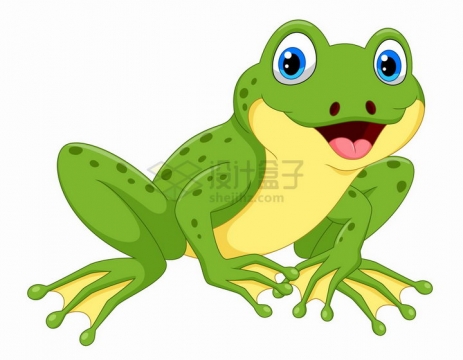 开心的青蛙可爱卡通动物png图片免抠矢量素材