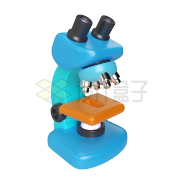 蓝色的卡通光学显微镜3D模型4701755PSD免抠图片素材