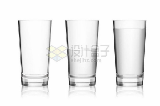 3个玻璃杯水杯中的不同高度的水5314067矢量图片免抠素材
