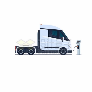 一辆正在充电桩充电的白色厢式卡车纯电动货车车头2529823矢量图片免抠素材免费下载