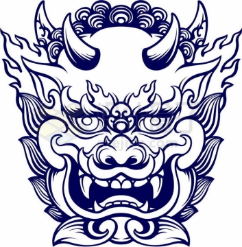 中国古代牛魔王怪物神兽头像图案3323644矢量图片免抠素材