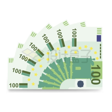 扇形的100欧元纸币钞票扁平化风格3335686矢量图片免抠素材