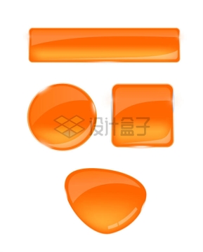 4种橙色的玻璃质感按钮8441065矢量图片免抠素材