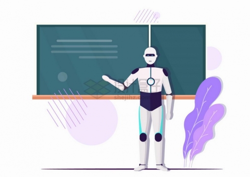 机器人授课未来科幻扁平插画png图片免抠矢量素材